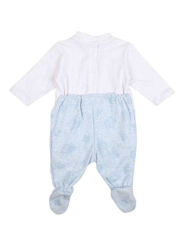 Boys Light Blue Nappy Opening Babysuit image number 1